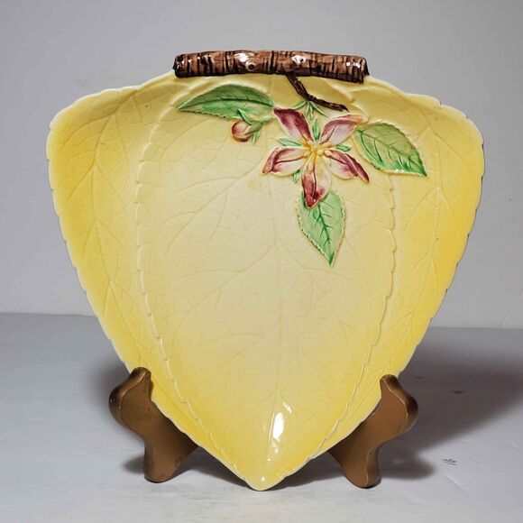 Carlton Ware Yellow Candy Dish Pink Flower Vintage - Picture 8 of 8